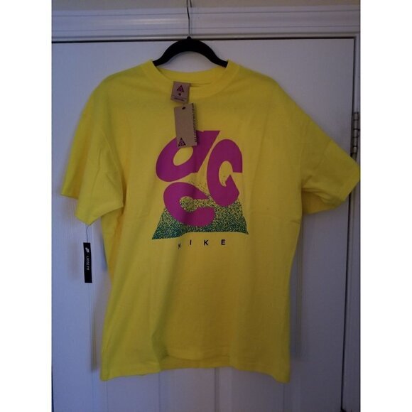 Nike MEN NRG ACG EVO LOGO TEE OPTI YELLOW ACTIVE FUCHSIA SIZE: MEDIUM - Picture 9 of 12